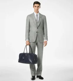 WOOL SILK LINEN SHARKSKIN PANT