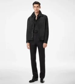 WOOL SILK LINEN SHARKSKIN PANT