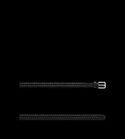 WOVEN LEATHER BEVELED BUCKLE BELT