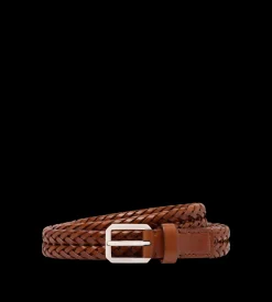 WOVEN LEATHER BEVELED BUCKLE BELT